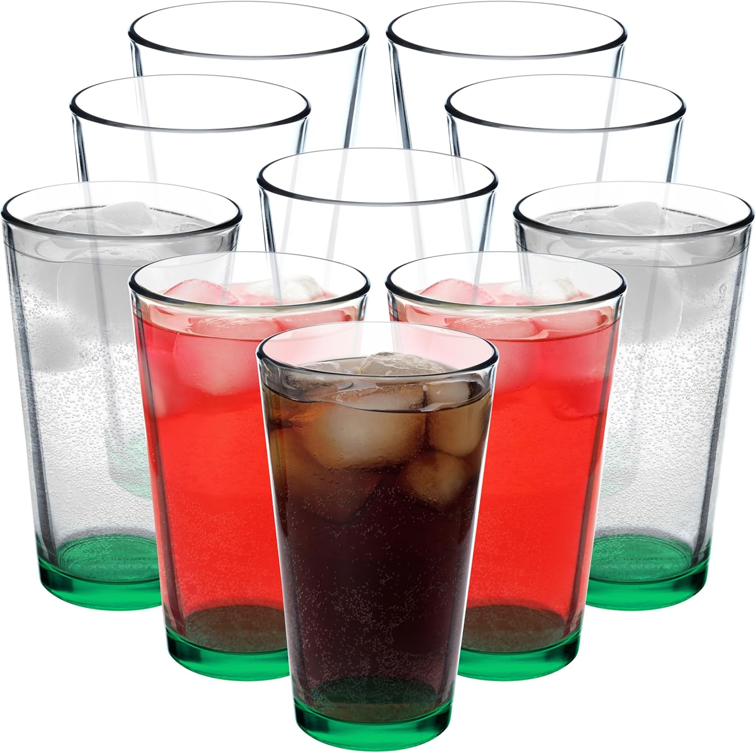 16 oz Beer Pint Glasses Set of 10 - Heavy Duty Glassware