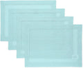 Pure Linen Aqua Blue Placemats Set of 4 - Classic Hemstitch