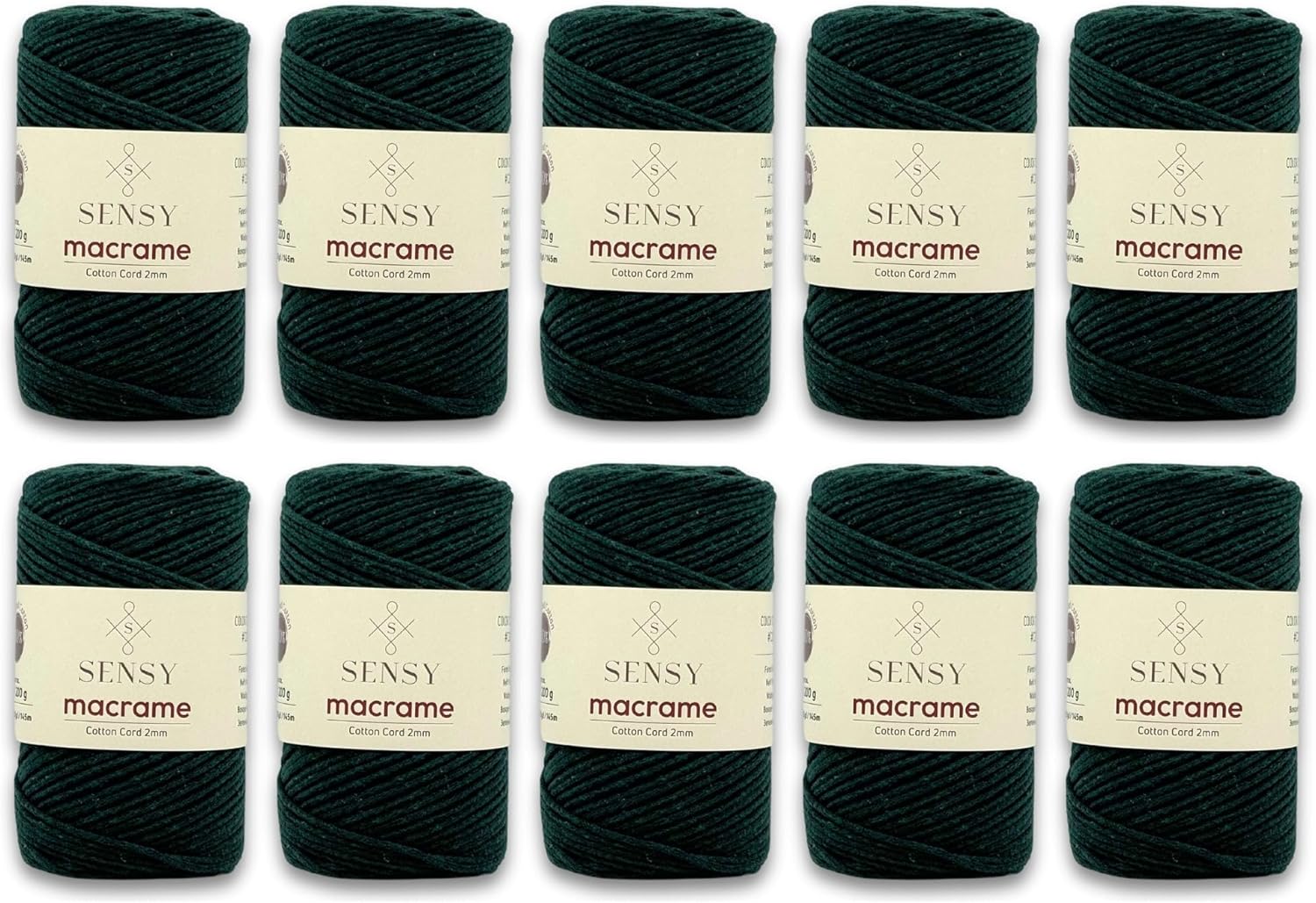 10 Skeins of Sensy Premium 2mm Recycled Cotton Macrame Cord