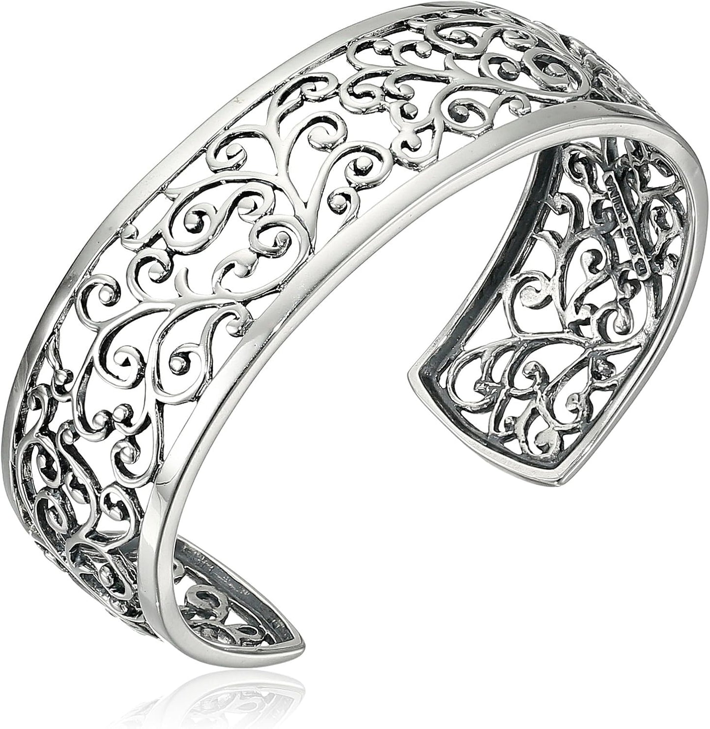 Sterling Silver Filigree Open Cuff Bracelet for Timeless Style