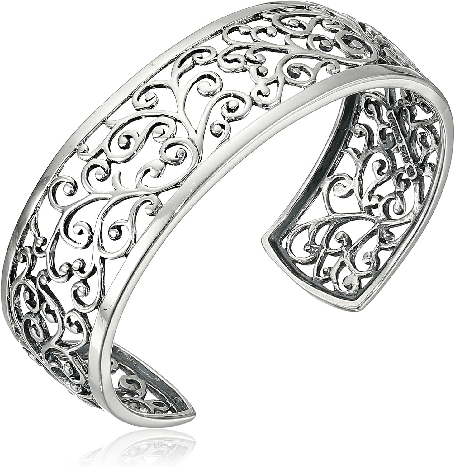 Sterling Silver Filigree Open Cuff Bracelet for Timeless Style