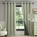 100% Blackout Curtains 52 in x 90 in Sage Green - Room Darkening