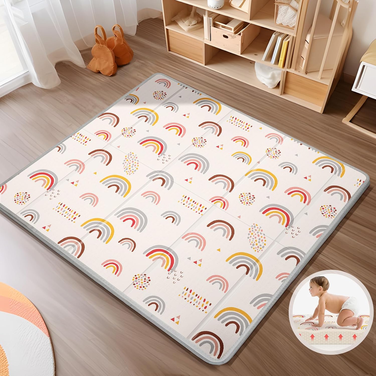 Foldable Baby Play Mat for Tummy Time and Playpen Use