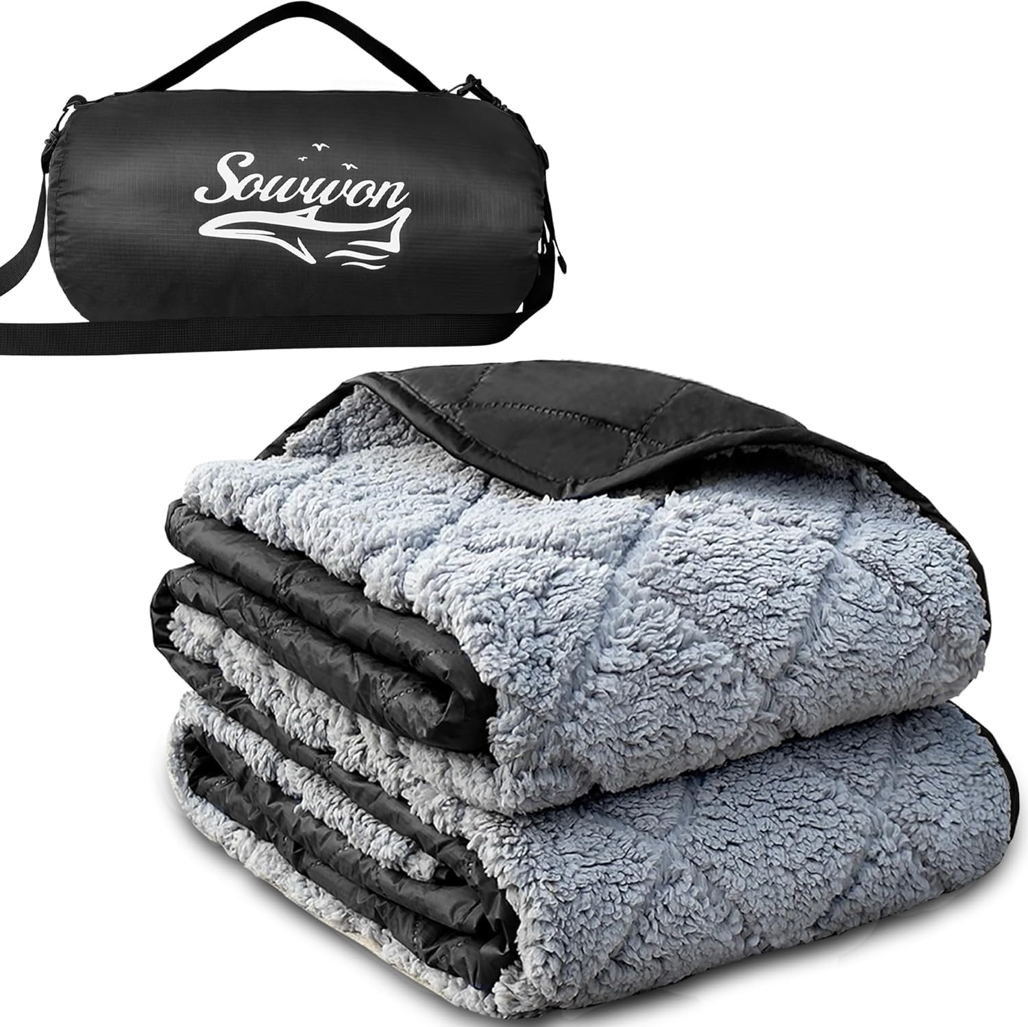 Waterproof Outdoor Blanket for Camping with Sherpa Fleece Lining