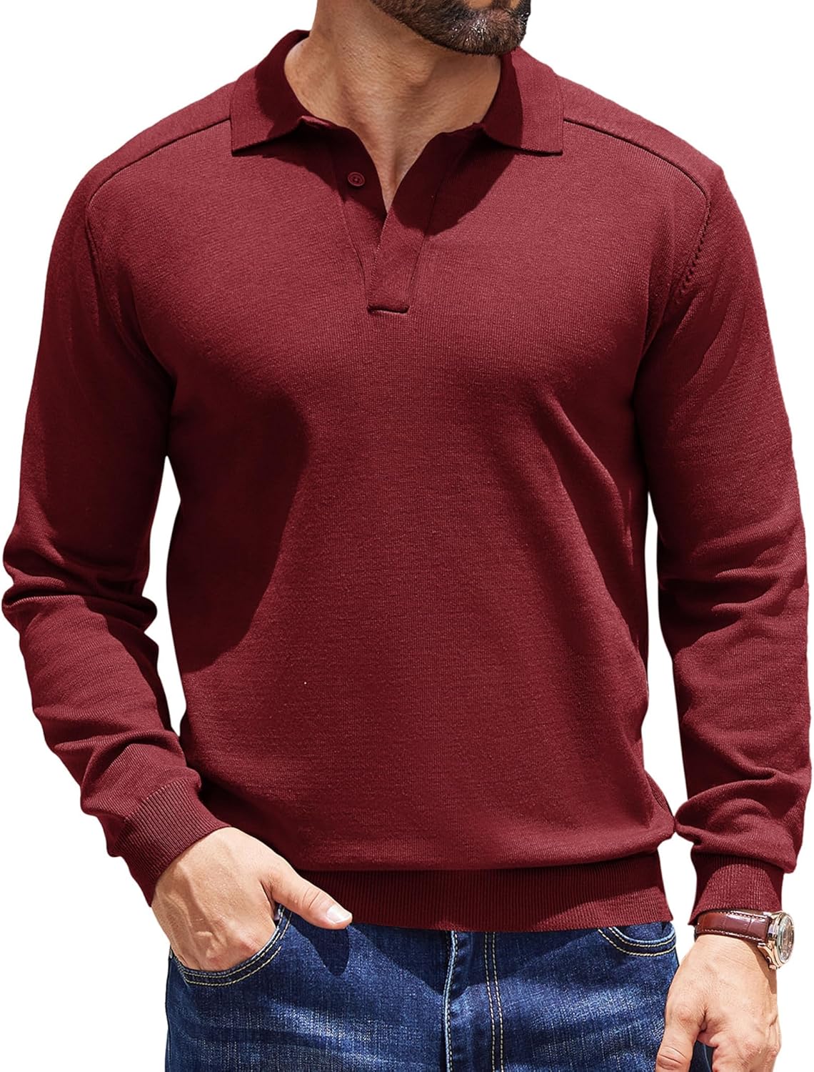 COOFANDY Mens Knit Polo Sweater for Stylish Casual Wear