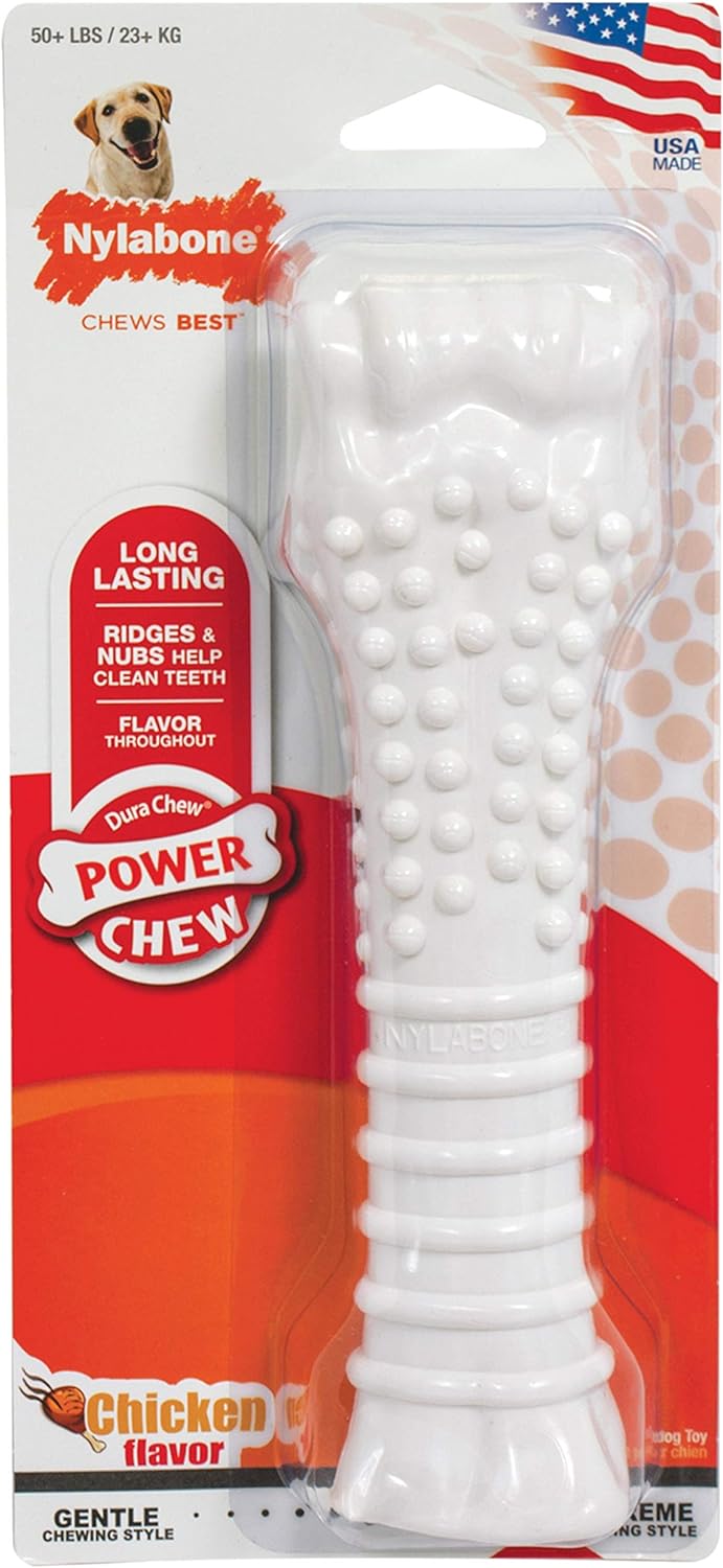 Nylabone Power Chew Toy - Durable Chicken Flavor for Aggressive Chewers