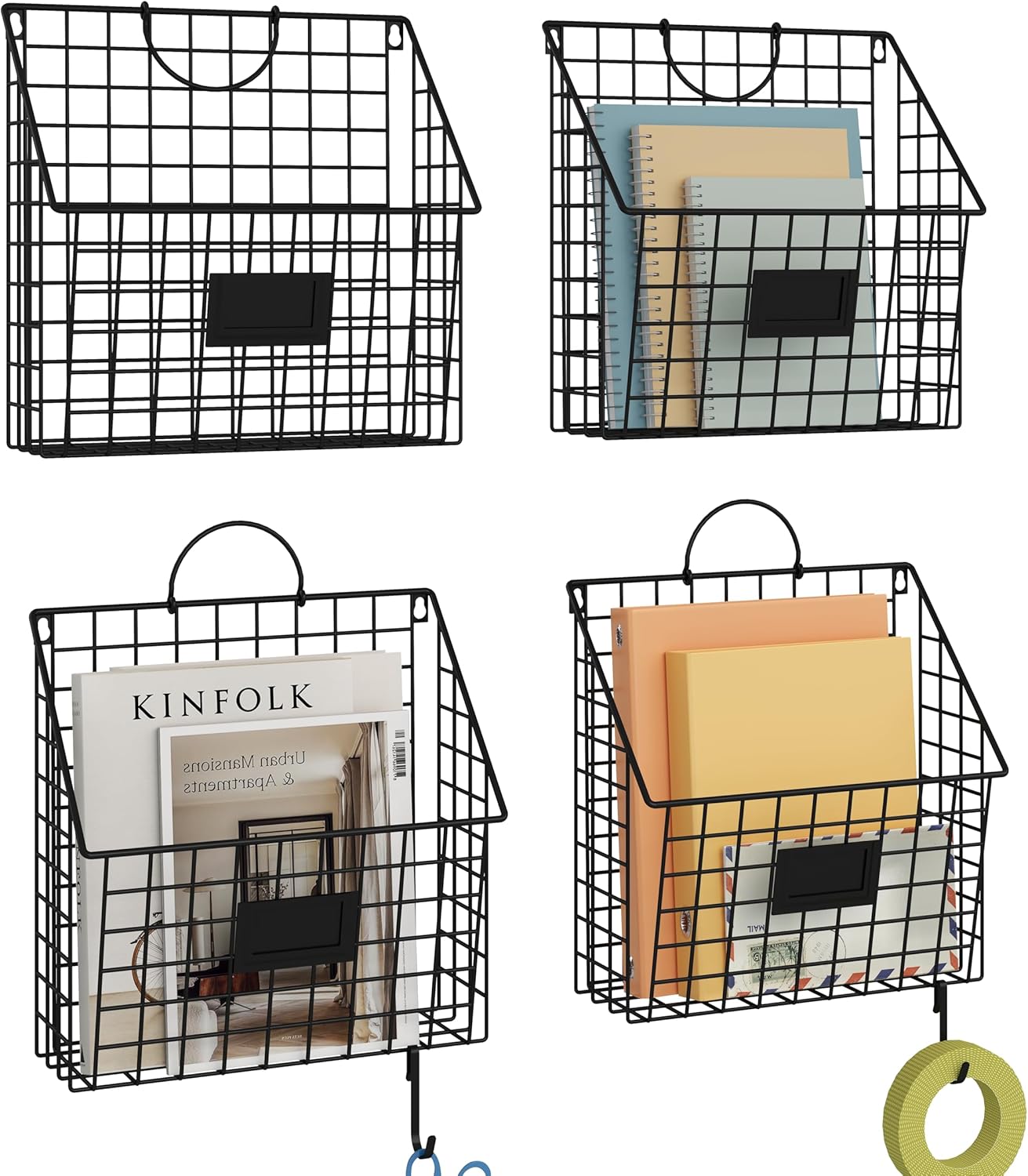 Hanging Wall File Holder Organizer for Home Office - 4 Packs