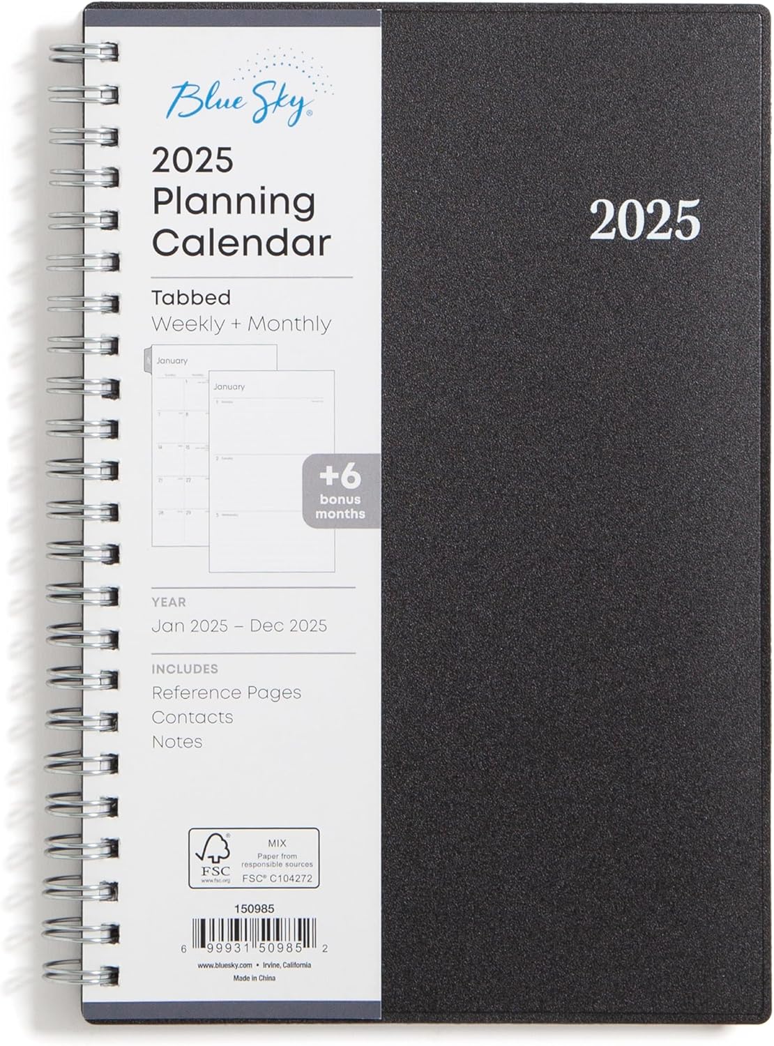 Blue Sky 2025 Planner: Stay Organized All Year with Laminated Tabs