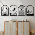 Glamativity 4 Pack Black Abstract Metal Wall Art for Minimalist Decor