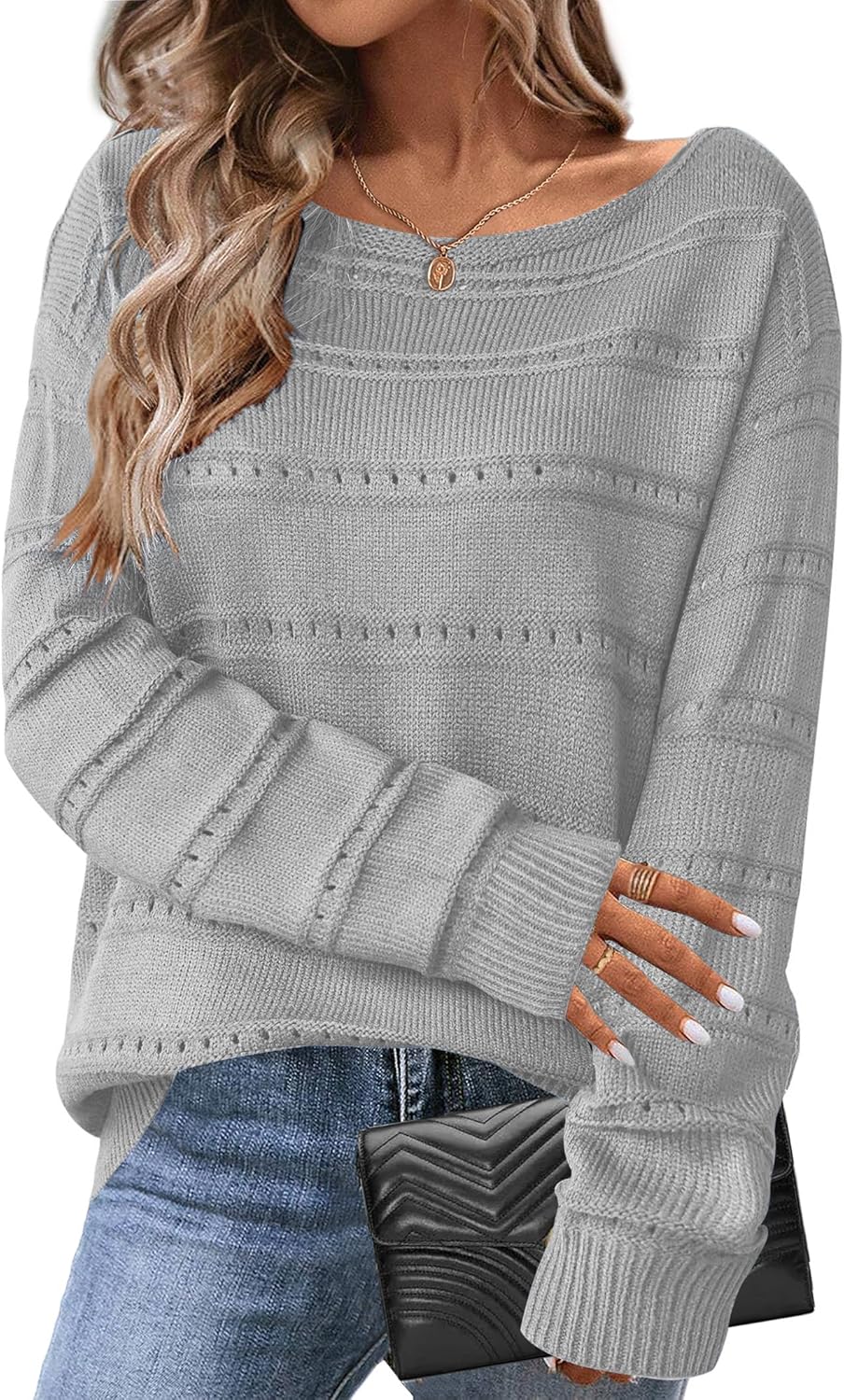Zeagoo Womens Sweaters Cute Long Sleeve Off The Shoulder Tops