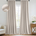 MIULEE 100% Blackout Curtains 96 in Long 2 Panels Set - Thick Linen