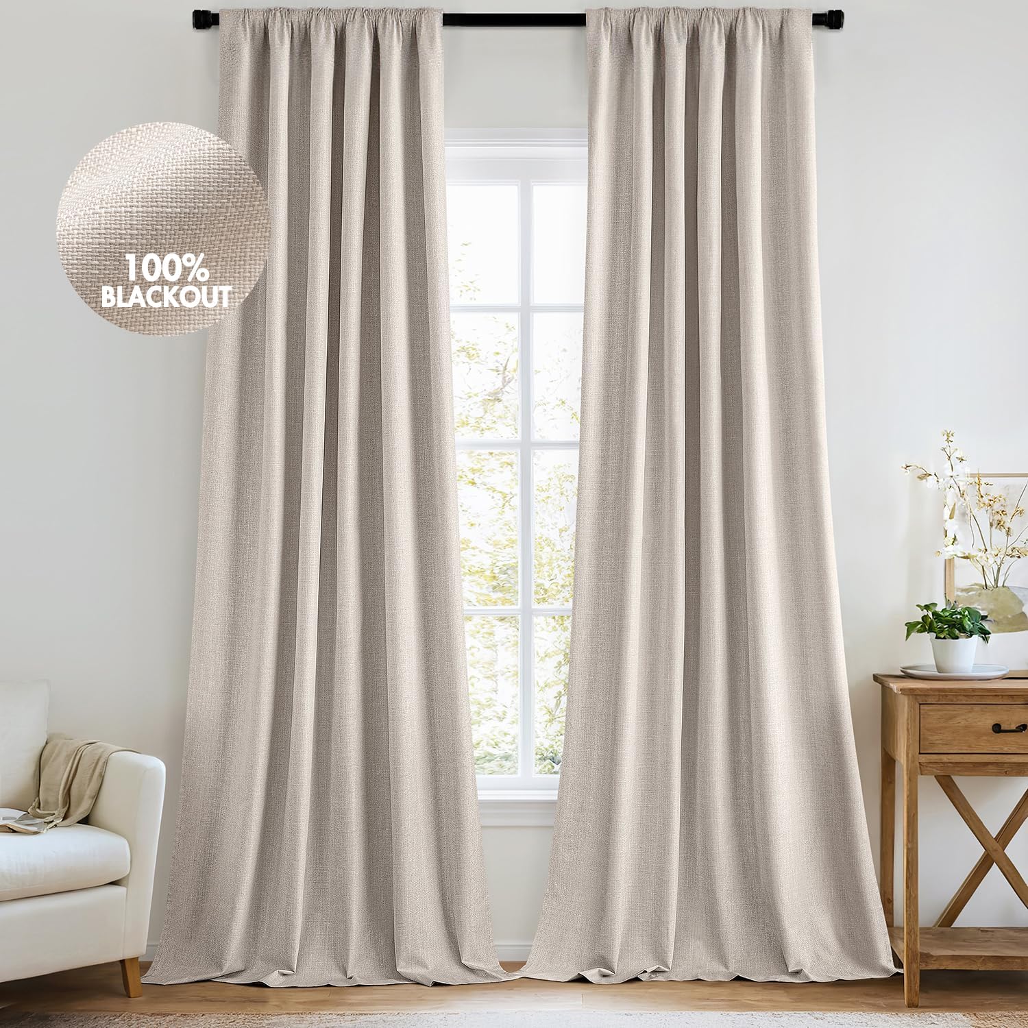 MIULEE 100% Blackout Curtains for Bedroom, 96 Inch Long Set