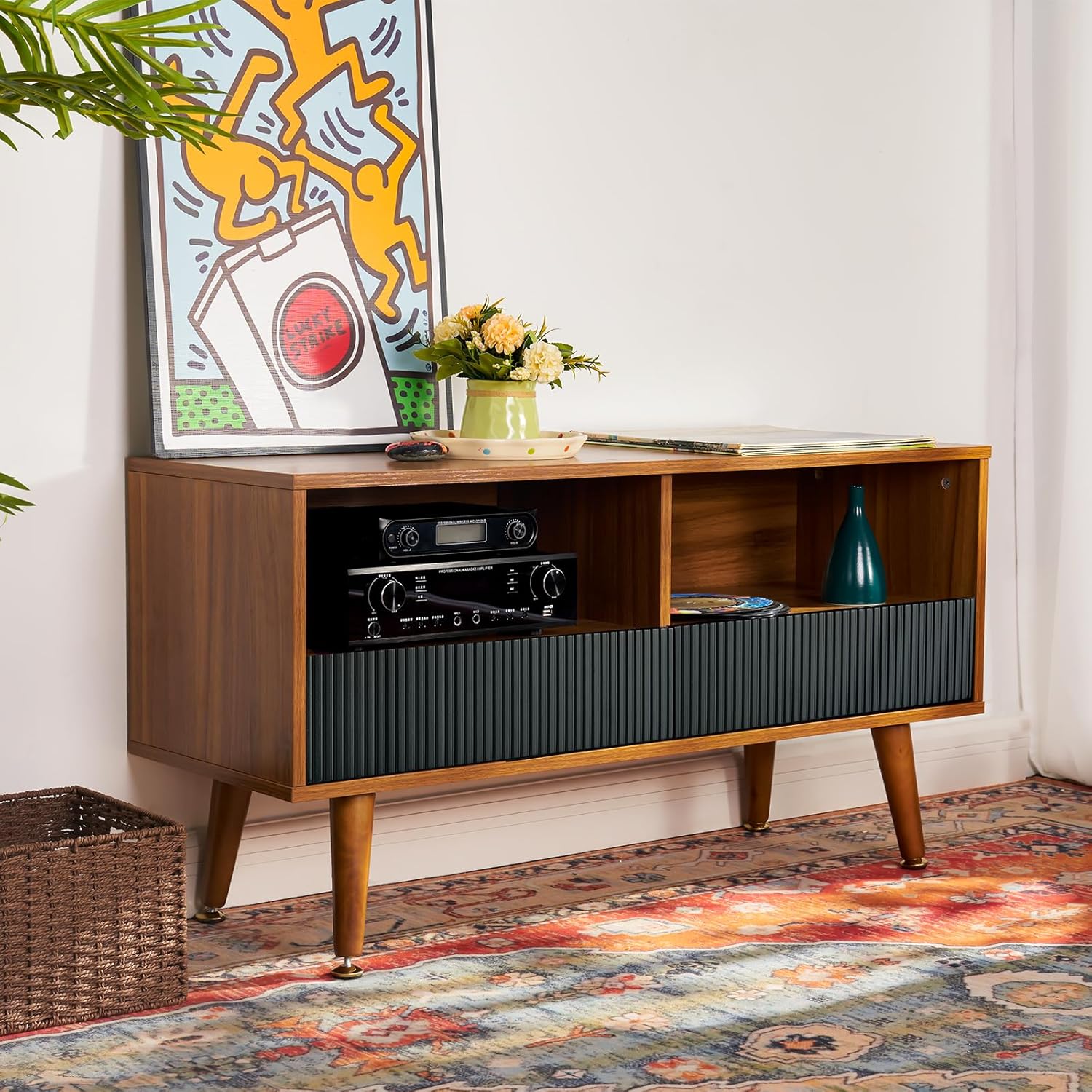 Compact Brown TV Stand with Storage