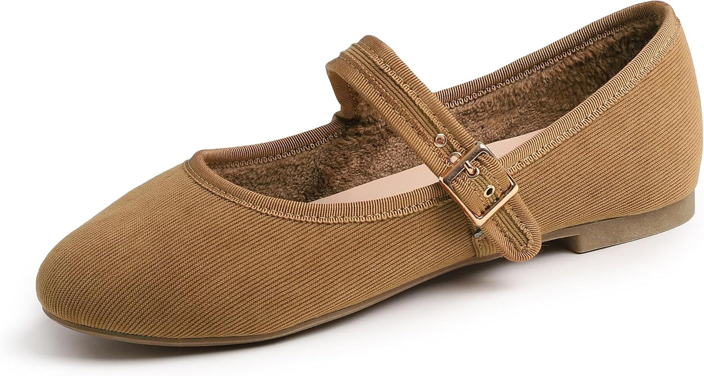 FEVERSOLE Women's Soft Cushion Extra Padded Mary Jane Flats