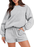 Women 2 Piece Sweat Shorts Set - Oversized Casual Lounge 2025
