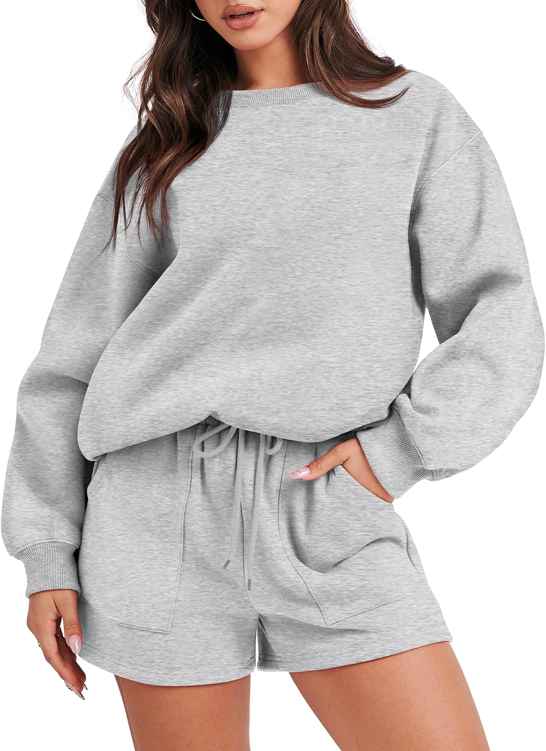 Stylish ANRABESS Women 2 Piece Outfits Sweat Shorts Sets
