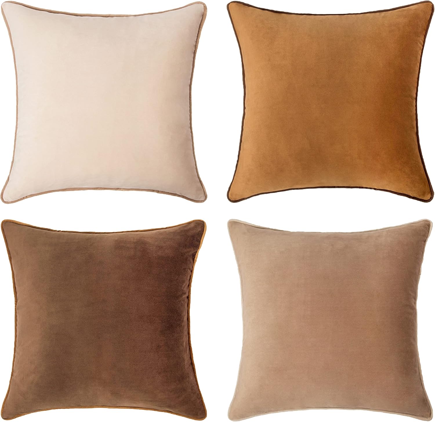 Decorative Throw Pillow Covers Set of 4 Soft Velvet Designs