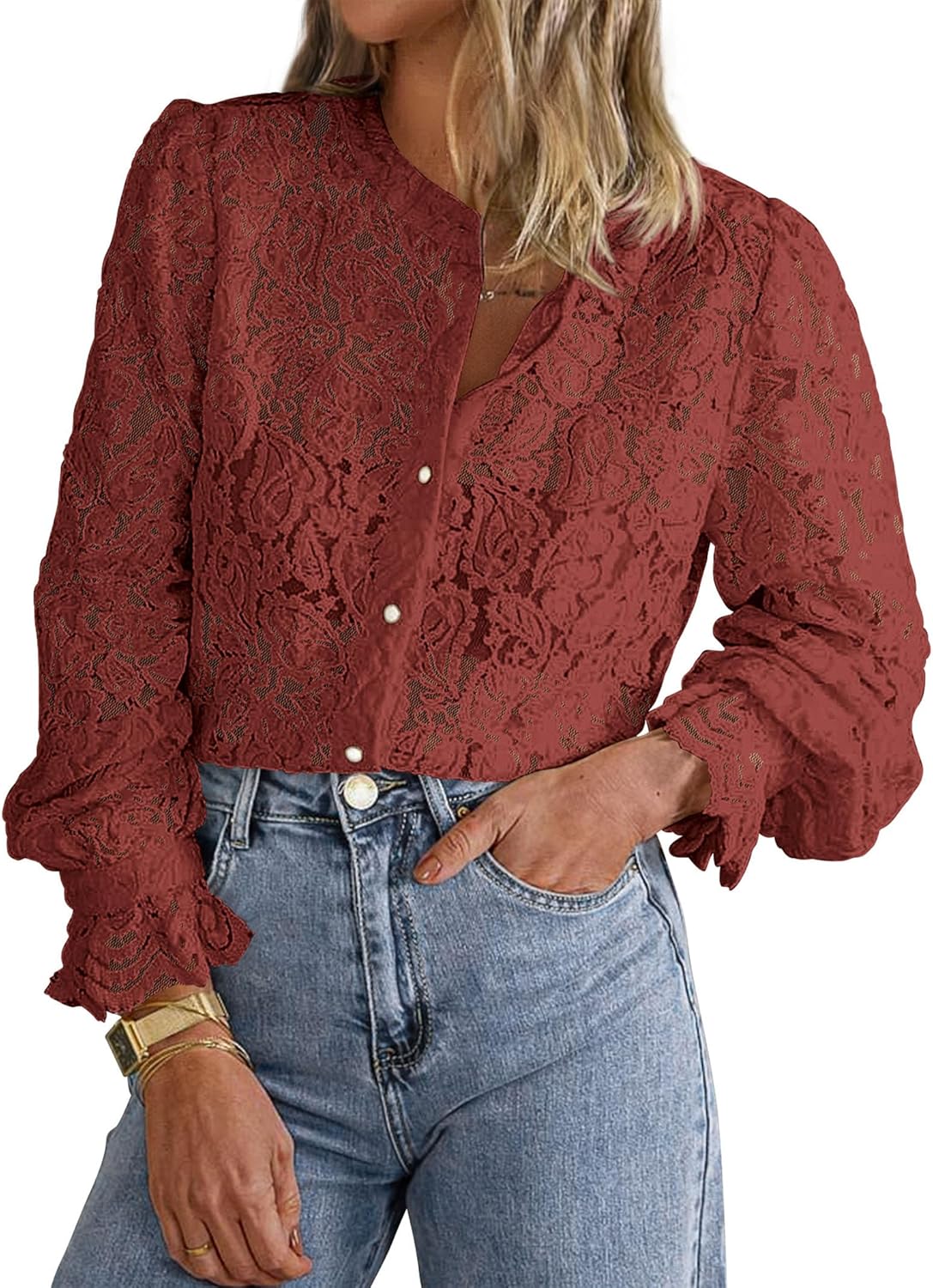 PRETTYGARDEN Women's Dressy Casual Lace Blouse for All Occasions