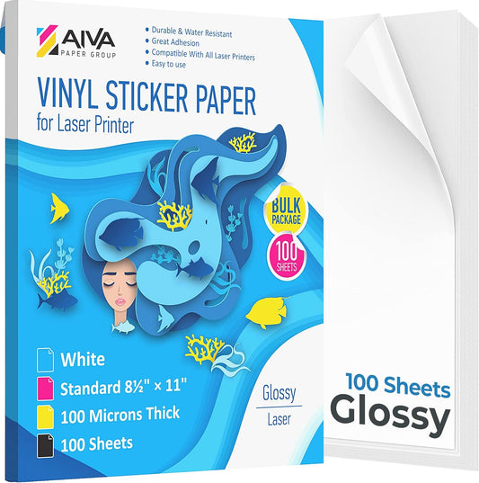 Glossy White Waterproof Decal Paper - 100 Self-Adhesive Sheets - Perfect for Laser Printers!
