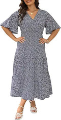Plus Size Boho Floral Tiered Midi Dress - Flattering Empire Waist