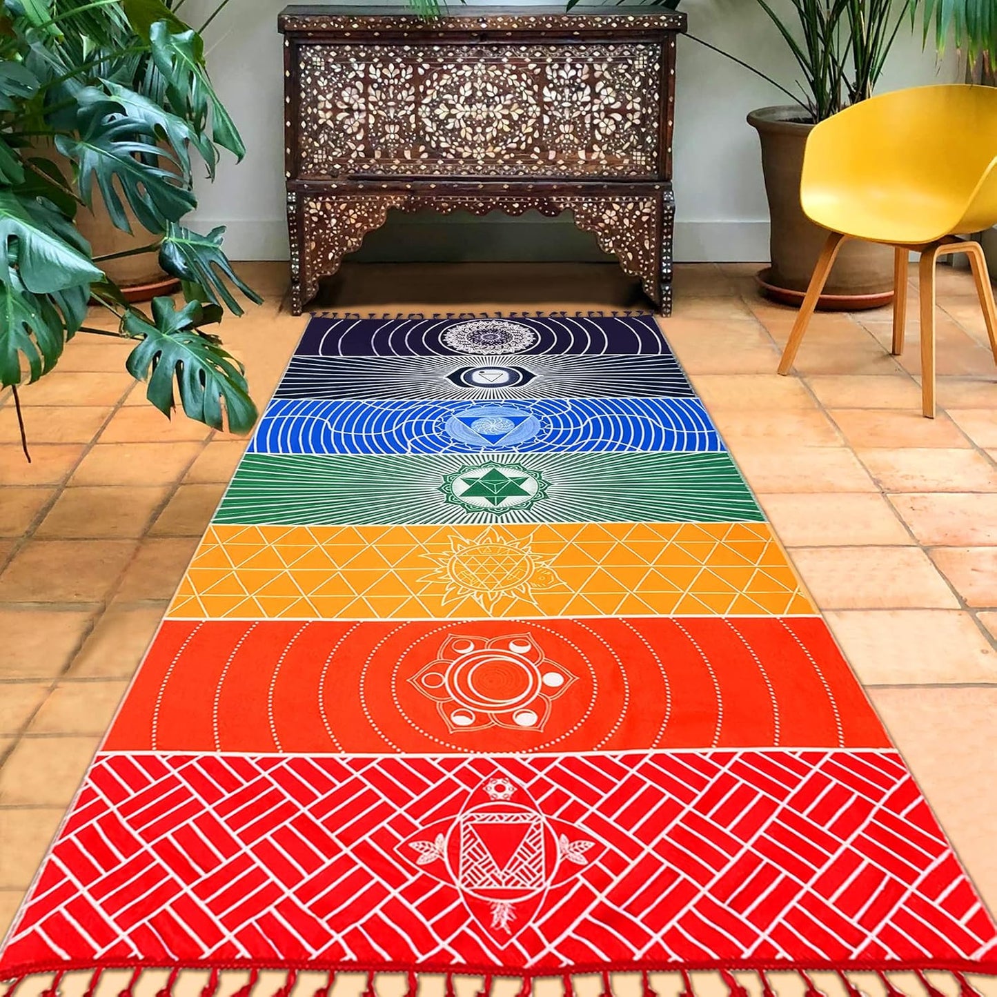 Chakra Yoga Mat Beach Blanket 59in Polyester