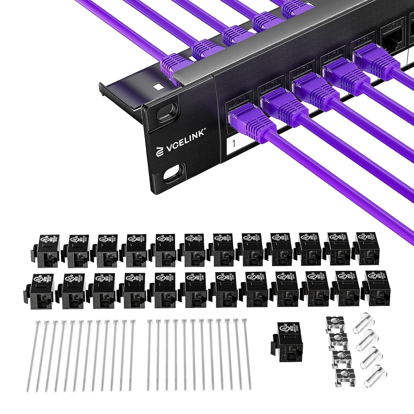 VCELINK 24 Port Keystone Patch Panel for Easy Installation