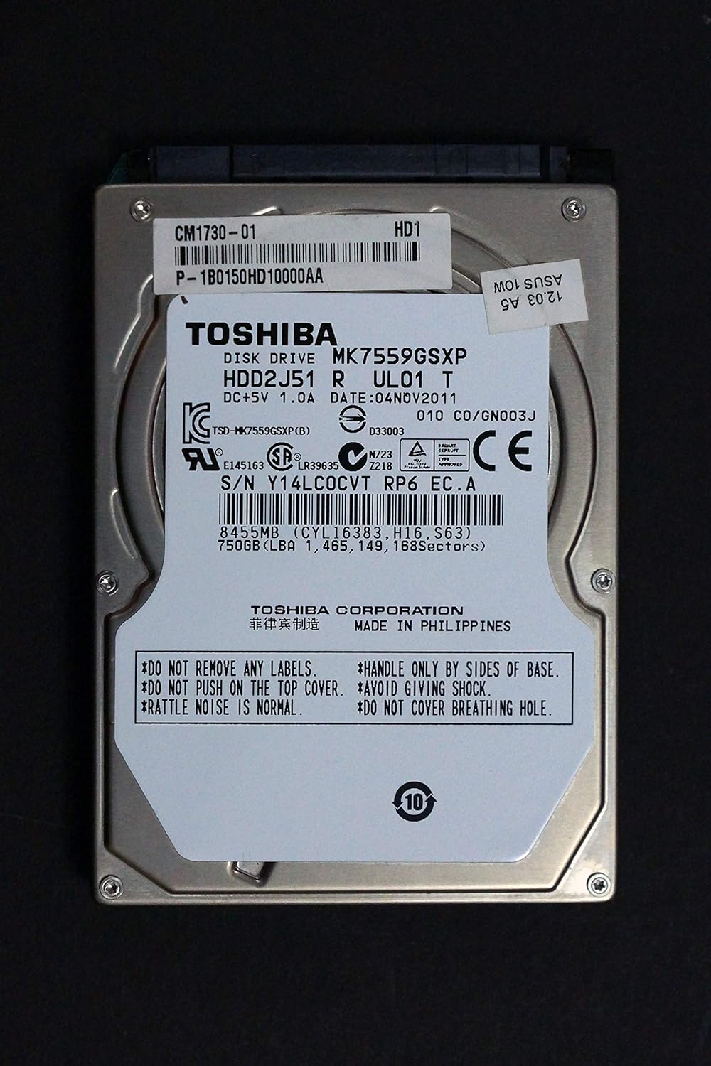 Toshiba MK7559GSXP 750GB 5400RPM 2.5in SATA Hard Drive Review