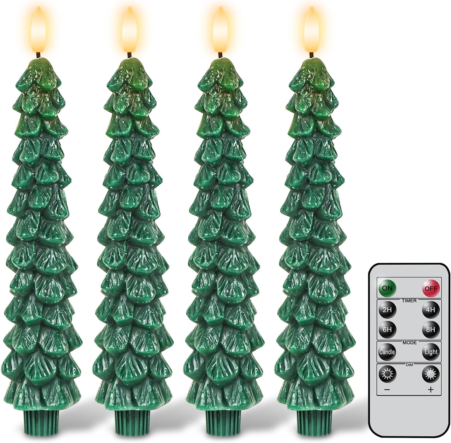GenSwin Christmas Tree Flameless Taper Candles with Remote
