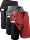 Mens 2 in 1 Running Shorts Quick Dry Gym Athletic Workout