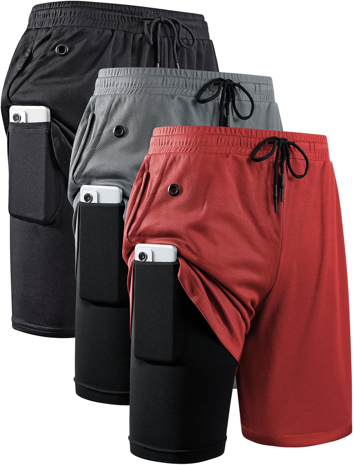 JWJ Mens 2 in 1 Running Shorts Quick Dry Athletic Workout Gear