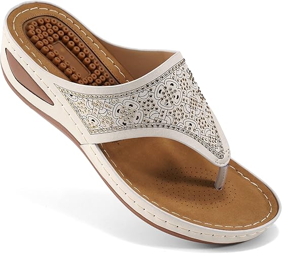 Ecetana Womens Sandals Flip Flops with Arch Support for Summer