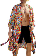 COOFANDY Men's Lightweight Kimono Robe Long Open Front Cardigan