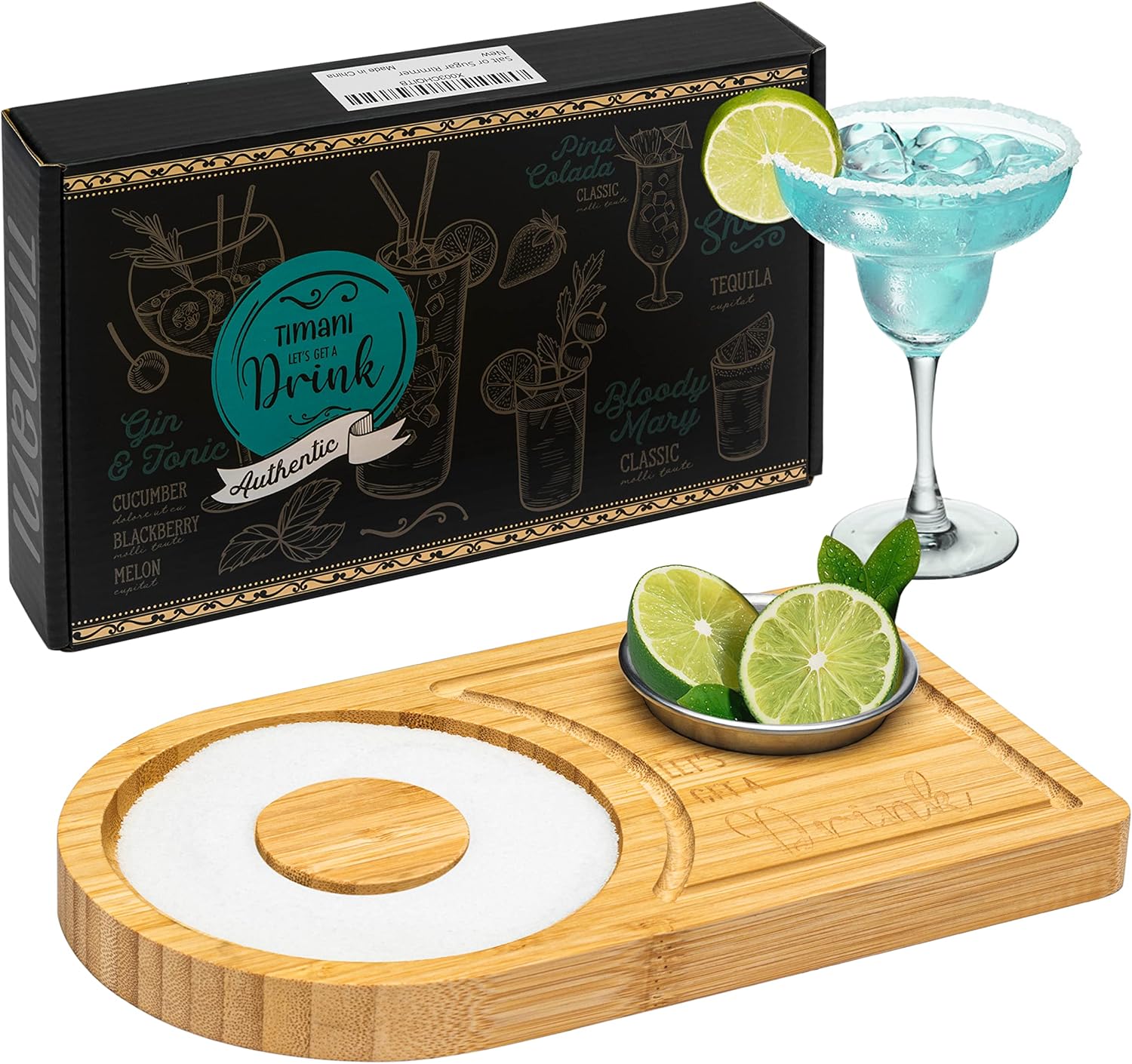 Bamboo Margarita Salt Rimmer Set for Wide Glasses