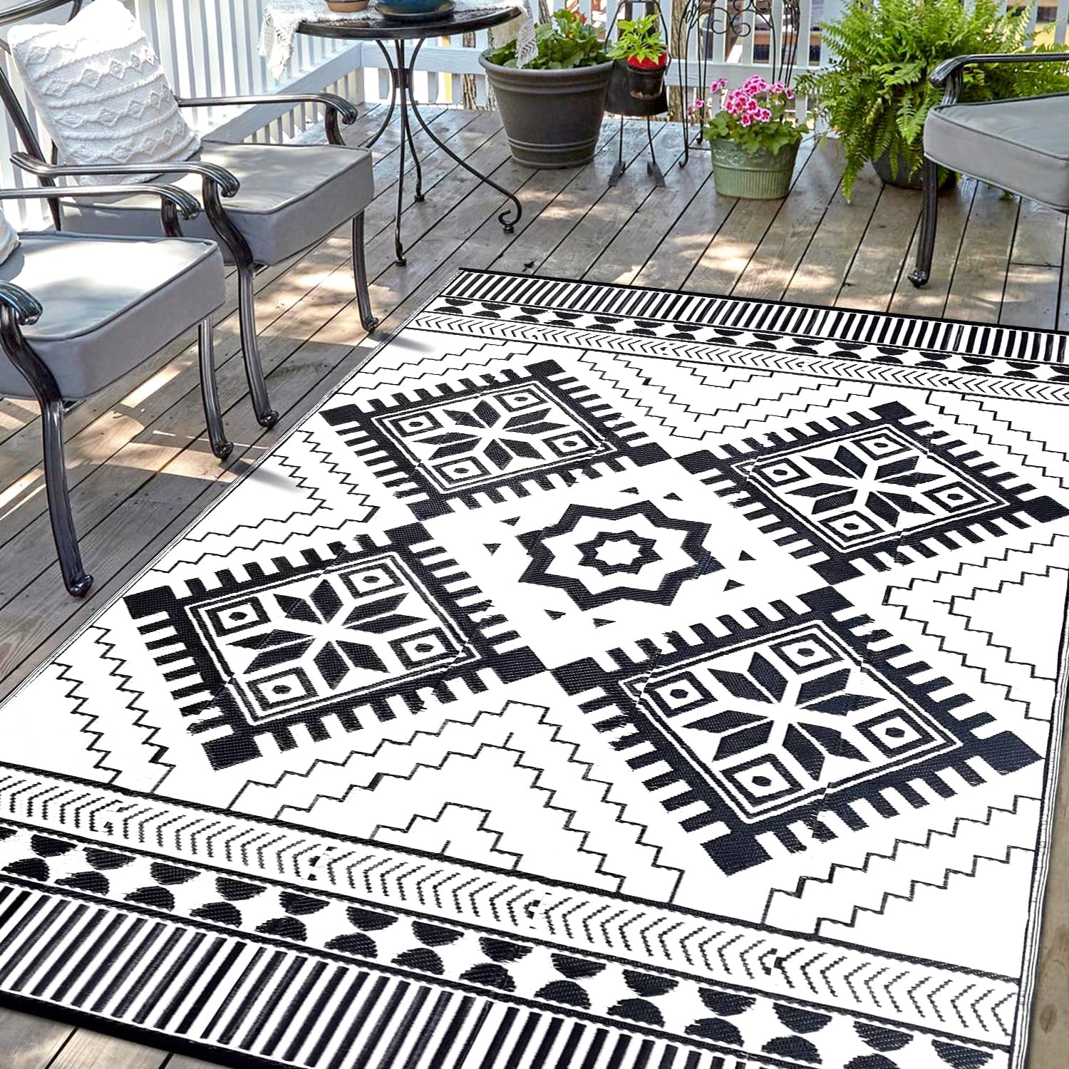Waterproof Outdoor Rug 9x12ft for Patio, RV, and Camping