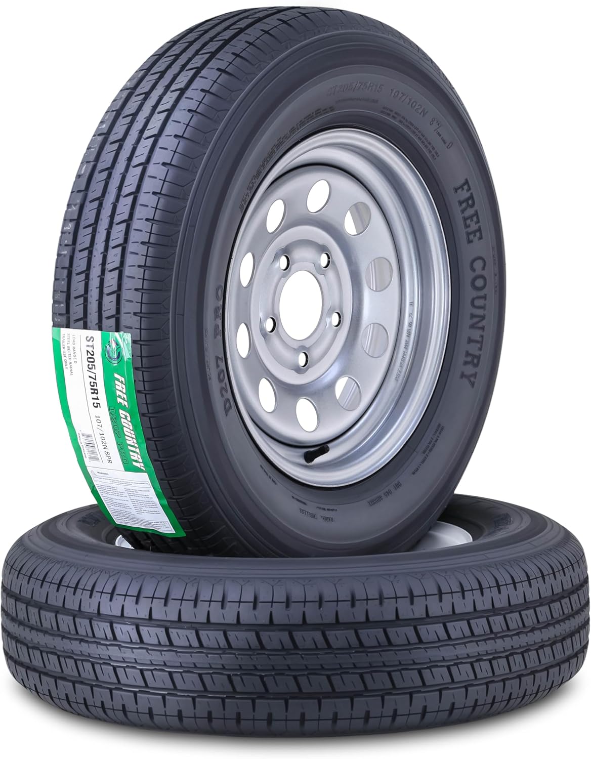Free Country Trailer Tire Wheel Assembly ST205/75R15 8-Ply D