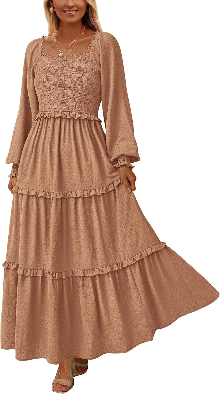 PRETTYGARDEN Fall Dresses for Women Long Sleeve Maxi Dress