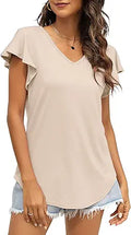 NANYUAYA Womens Summer Tops Ruffle Short Sleeve Tunic Shirts
