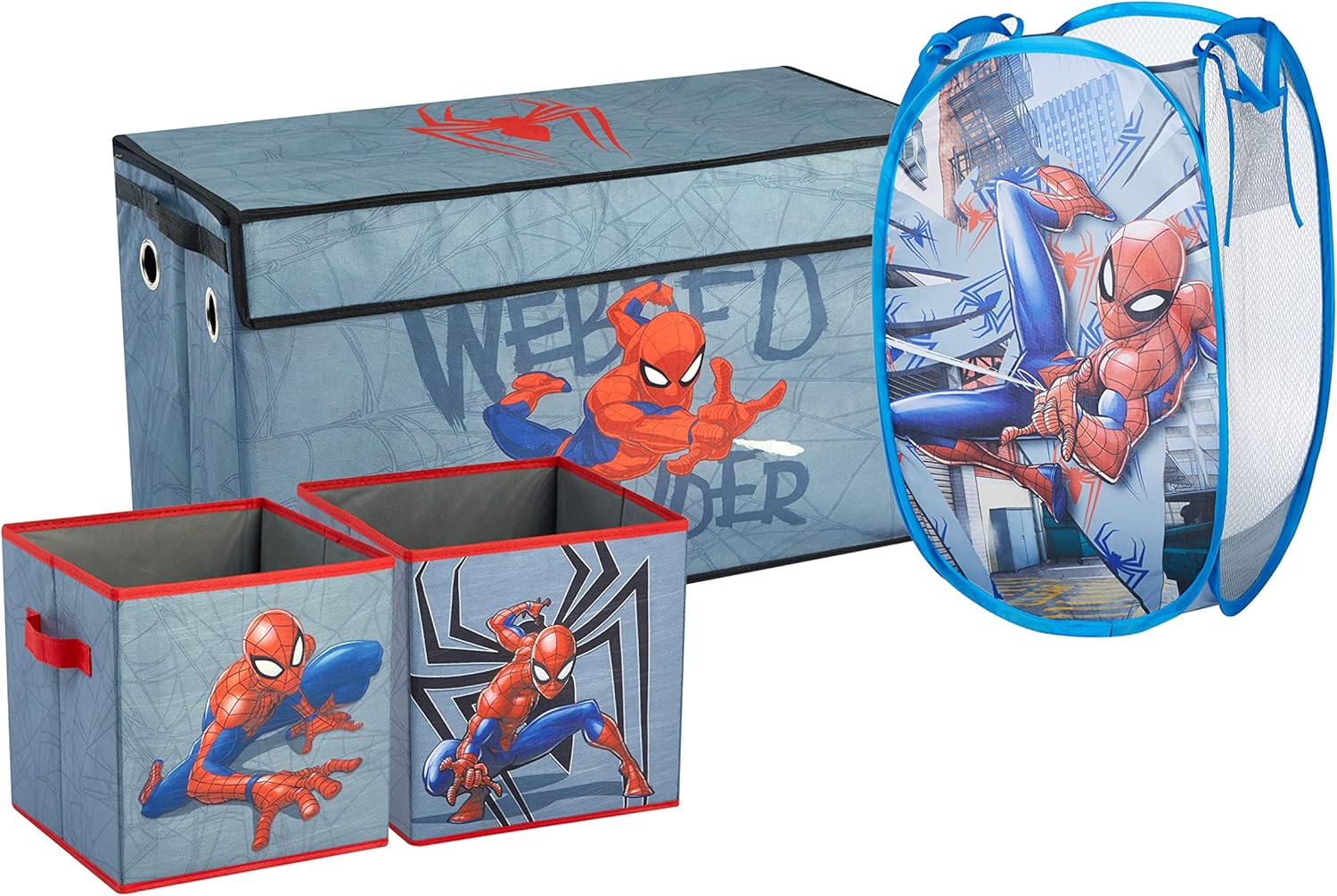 Marvel Spiderman 4 Piece Storage Solution Set for Kids Rooms
