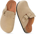 Kids Suede Clogs Boys Girls Cork Footbed Slip On Leather Mules