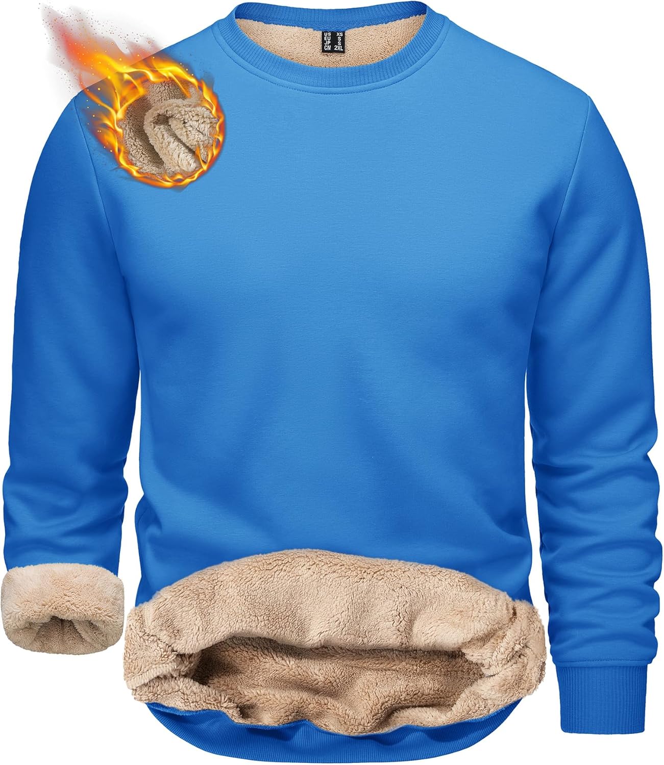 TACVASEN Men's Crewneck Sweatshirt Warm Sherpa Lined Fleece