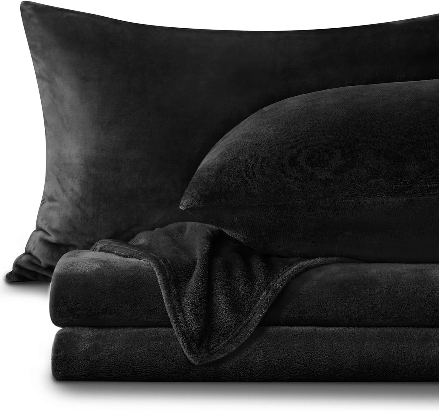 BEDELITE Flannel Sheets Twin Size Black - Super Soft Fleece Set