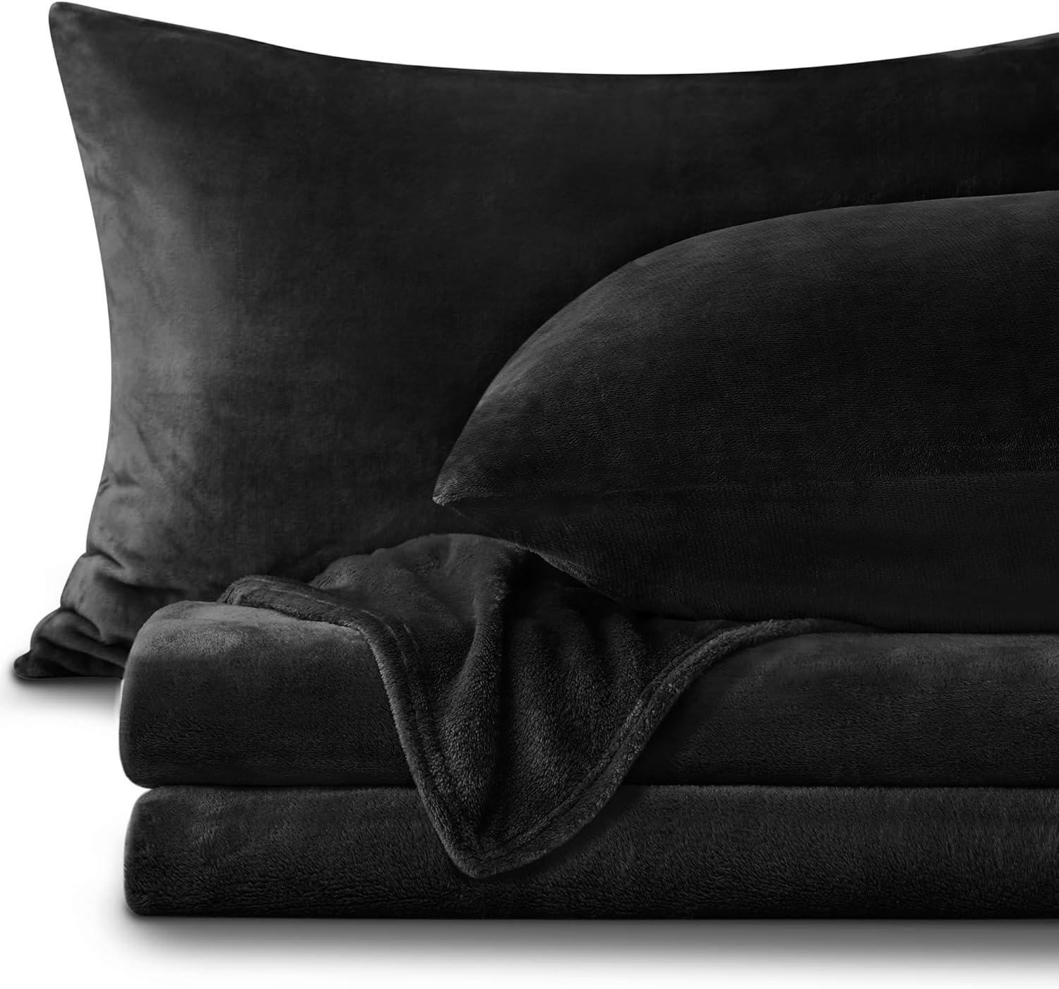 BEDELITE Flannel Sheets Twin Size Black - Super Soft Fleece Set