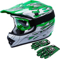 TCT-MOTORPARTS Green Flame Kids Motocross Helmet Medium - Safe Fit