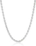 Timeless Sterling Silver Diamond Cut Rope Chain Necklace 24 in