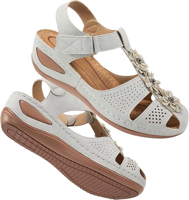 HARENCE Women's Summer Sandals Casual Bohemia Gladiator Wedge Shoes