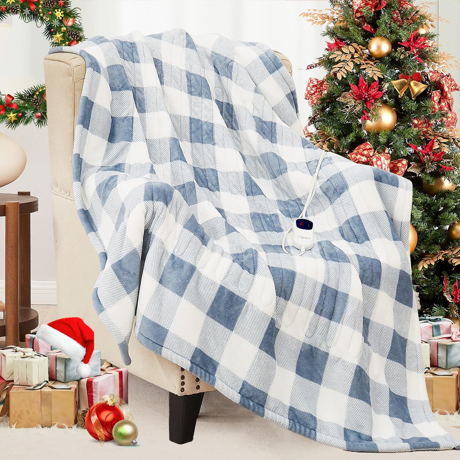 Homemate Electric Blanket Heated Throw - Ultra Soft Cozy Flannel