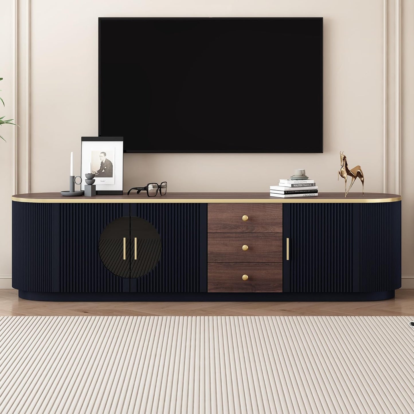 Amposei Fluted TV Stand: Stylish Storage Solution