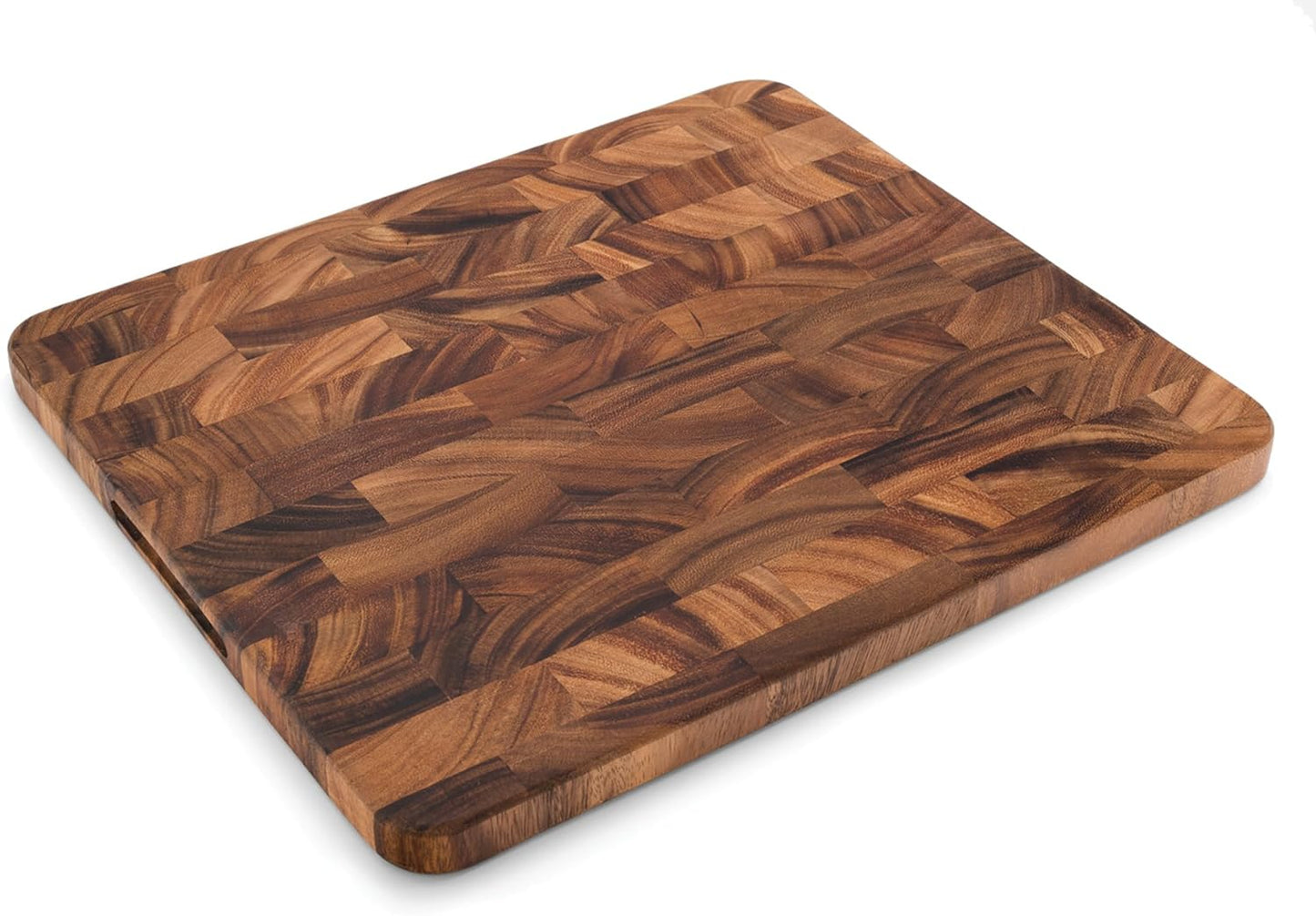 Natural Acacia Wood End Grain Utility Cutting Board for Kitchen