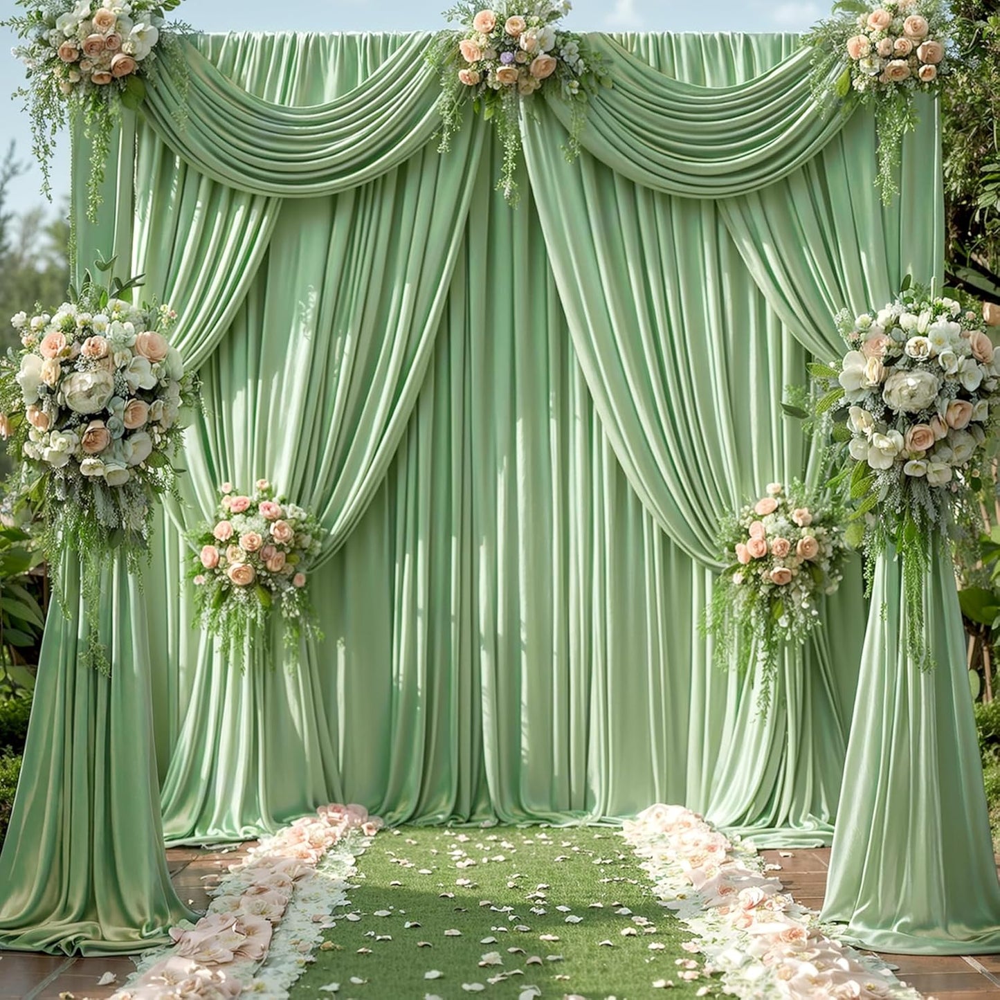 20ft x 15ft Sage Green Backdrop Curtains for Elegant Events
