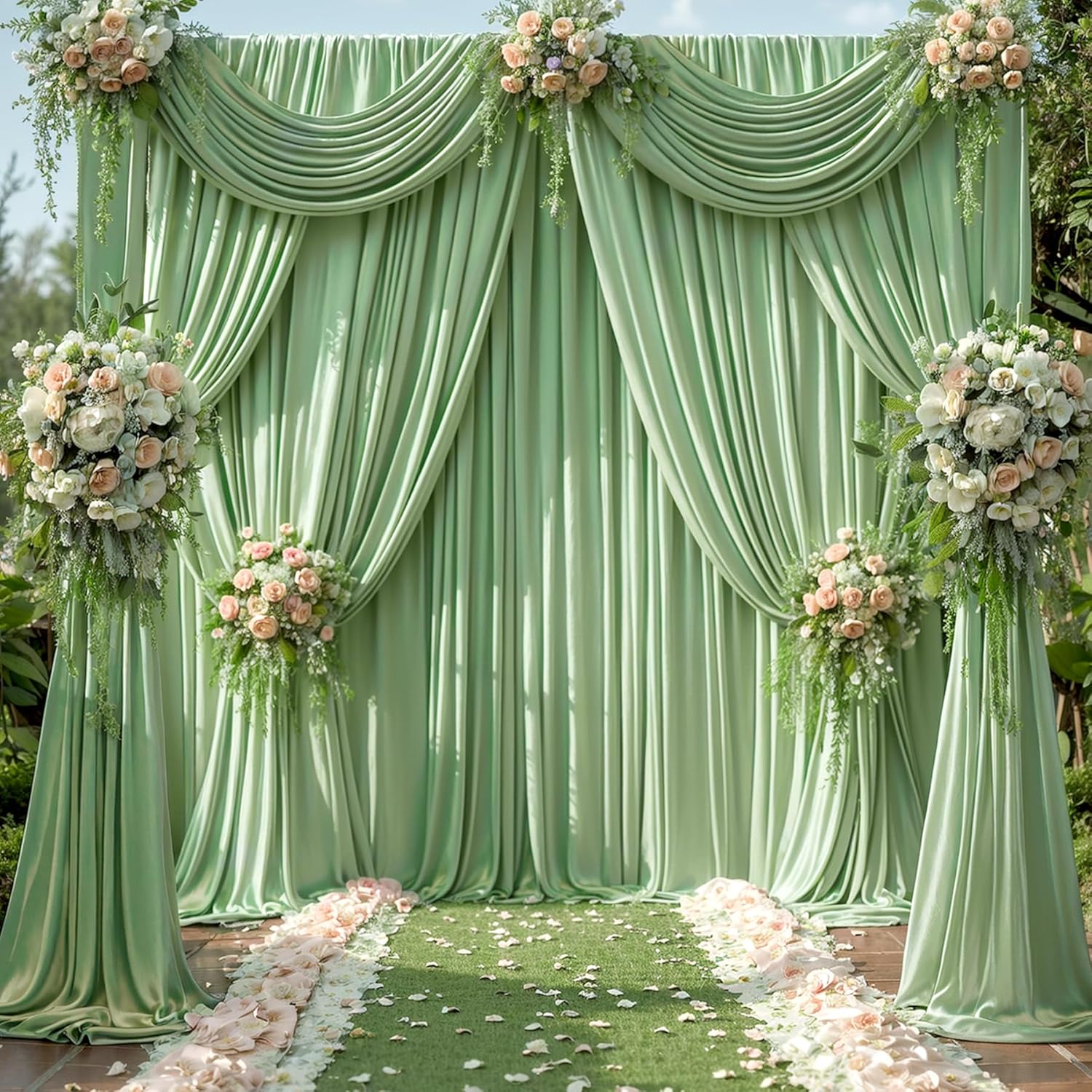 20ft x 15ft Sage Green Backdrop Curtains for Elegant Events
